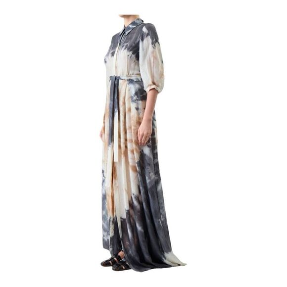 $5490 Gabriela Hearst Daisy Belted Tie-dyed Cashmere and Silk Maxi Dress Size 2 - Picture 3 of 12